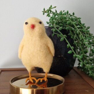 Lemon yellow 6 inch chick sculpture