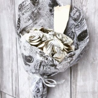 Book Page Paper Rose Bouquet - 5 Recycled book page paper flowers