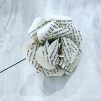 Book Page Paper Rose - Single Long Stem Paper Flowers