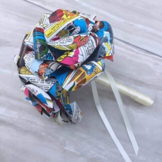 Comic book bridesmaid bouquet, superhero flower bouquet, wedding bouquet, comic book bouquet, paper rose bouquet, wedding flowers