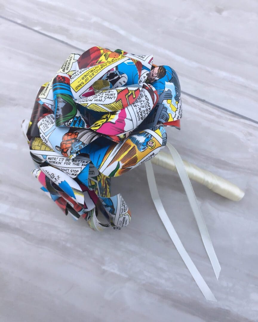 Comic book bridesmaid bouquet, superhero flower bouquet, wedding bouquet, comic book bouquet, paper rose bouquet, wedding flowers