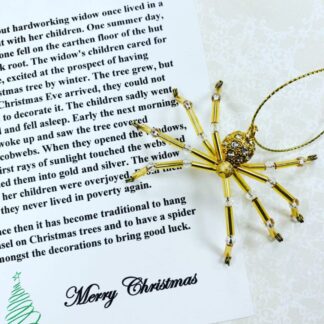 Gold Lucky Beaded Christmas Spider