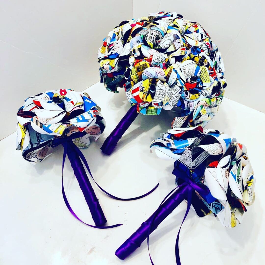 Comic book bridal bouquet, superhero flower bouquet, wedding bouquet, comic book bouquet, paper rose bouquet, wedding flowers - Image 2