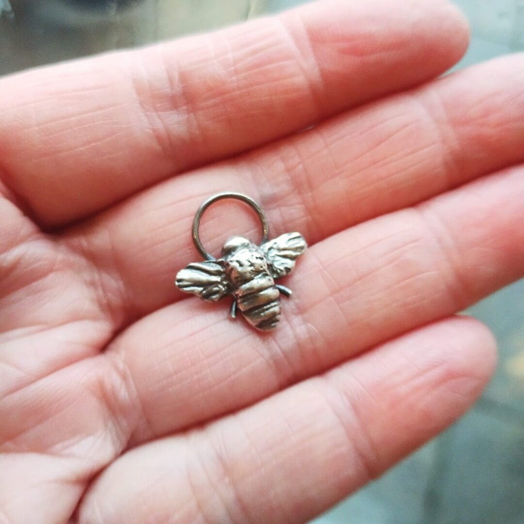 Bee Honeybee Fine Silver Necklace Sterling Silver Chain - Image 3