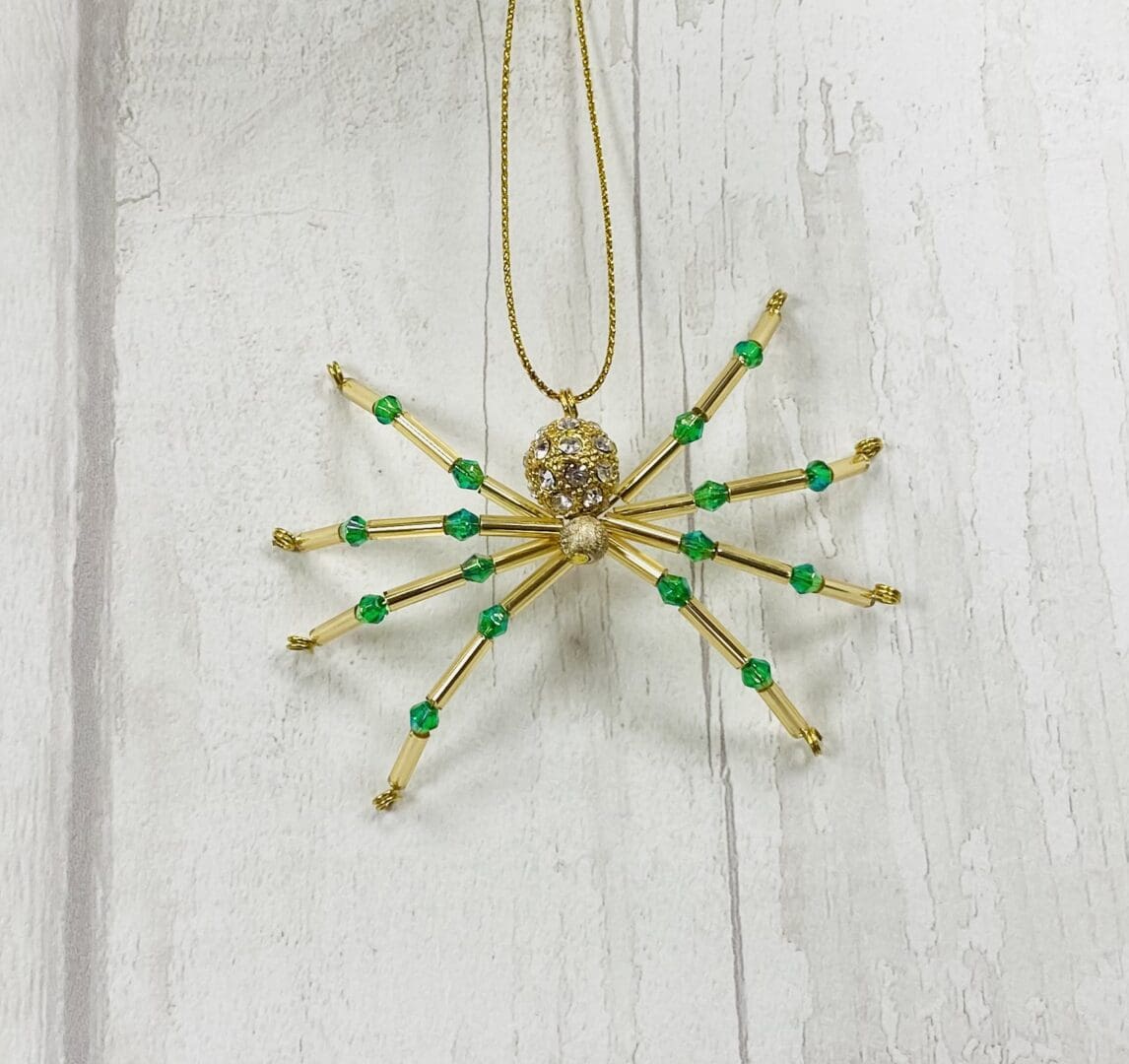 Gold Lucky Beaded Christmas Spider - Image 5