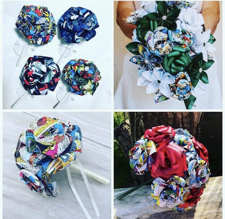 Comic book bridal bouquet, superhero flower bouquet, wedding bouquet, comic book bouquet, paper rose bouquet, wedding flowers - Image 3