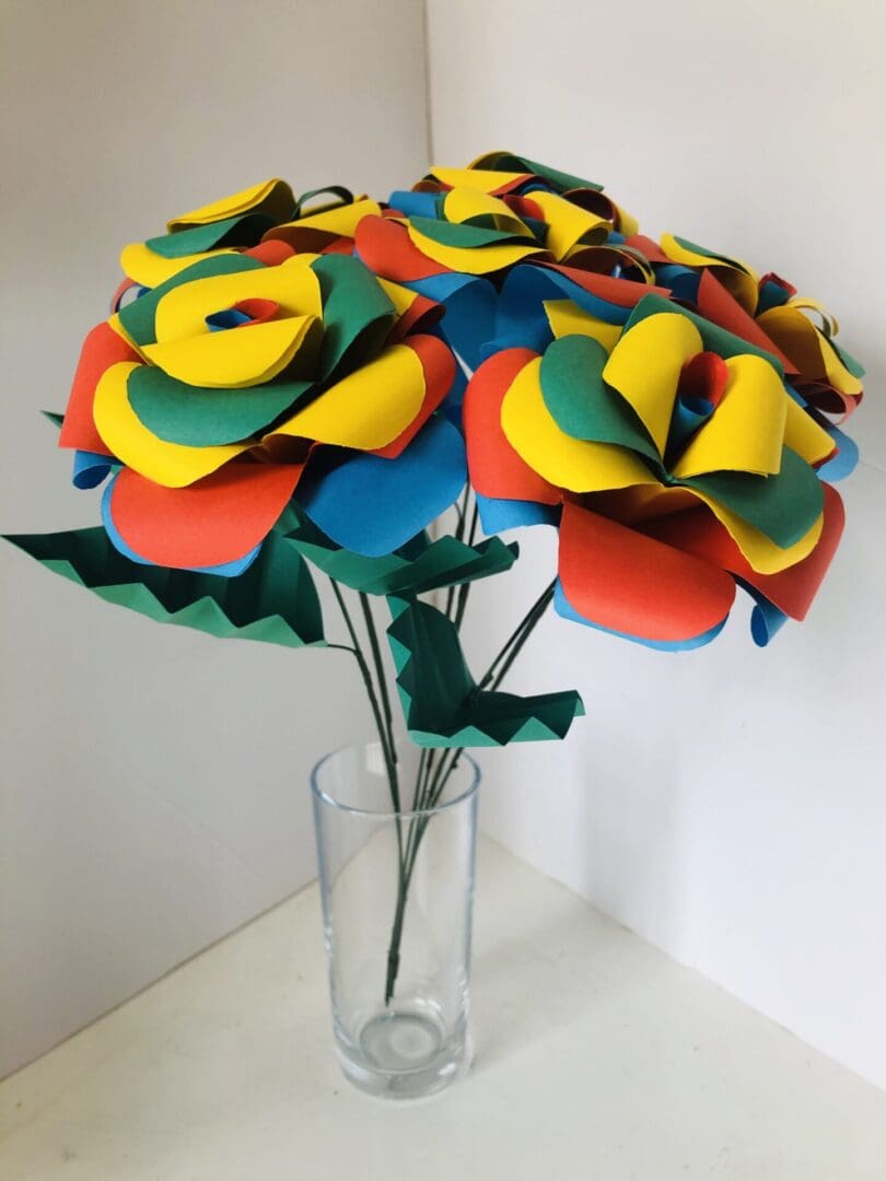 Rainbow Paper Rose - Single Long Stem Paper Flowers - Image 4
