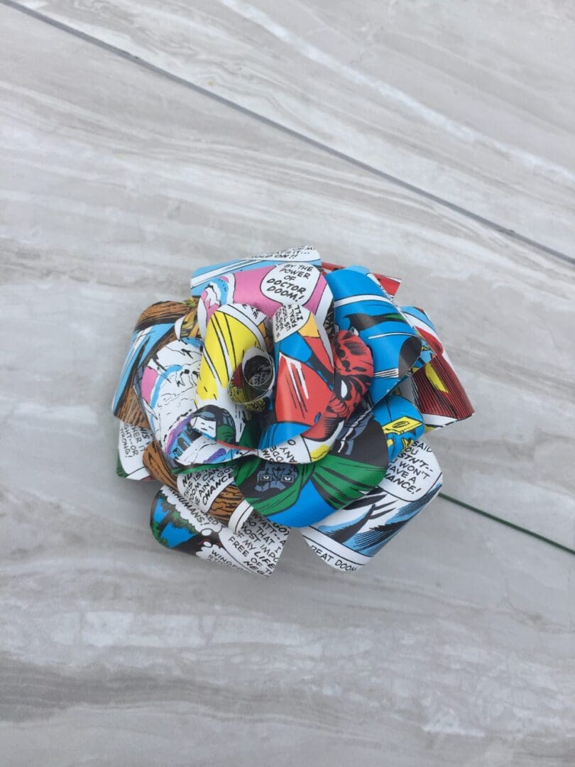 Comic Book Paper Rose - Single Long Stem Paper Flowers - Image 2