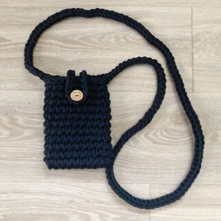 Navy Crochet Phone Bag, Small Crochet Crossbody Bag