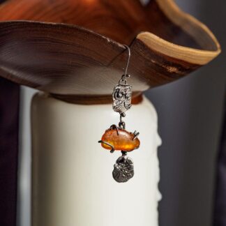 Silver and Amber Single Earring