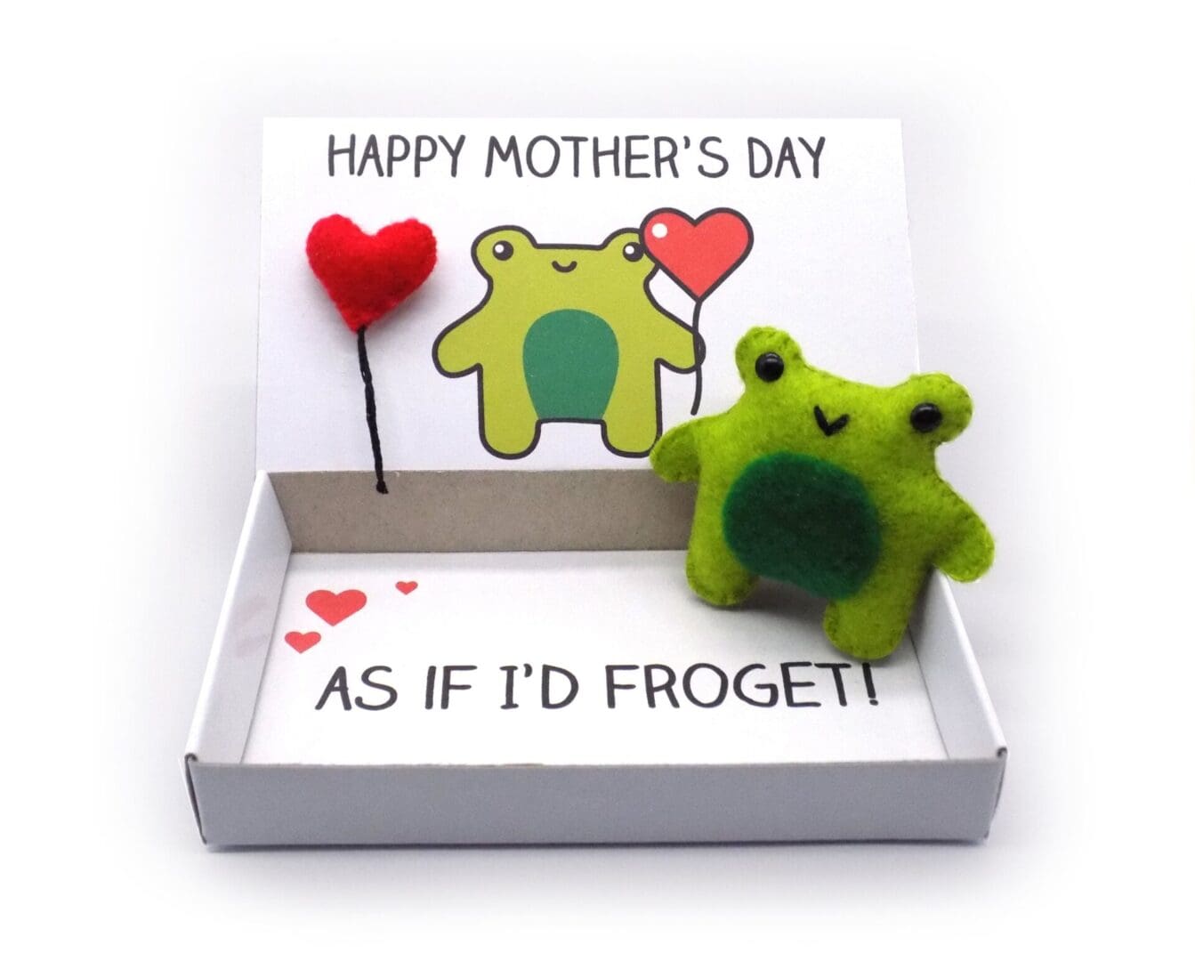 Handmade mother's day gift frog magnet in a matchbox