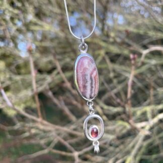 Chilli Designs rhodochrosite and tourmaline pendant