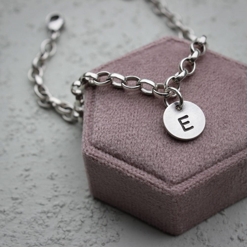 willow and twigg personalised sterling silver initial charm bracelet