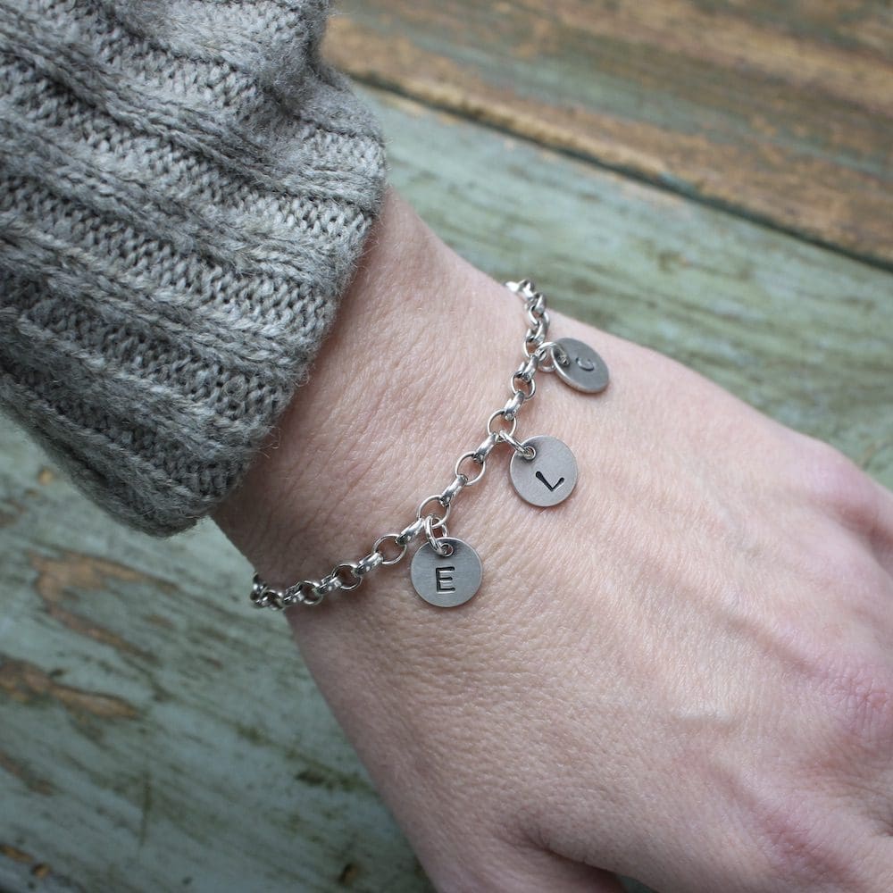 Sterling Silver Personalised Initial Charm Bracelet - Image 7