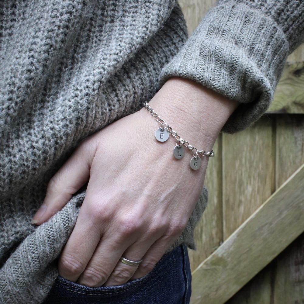 Sterling Silver Personalised Initial Charm Bracelet - Image 2