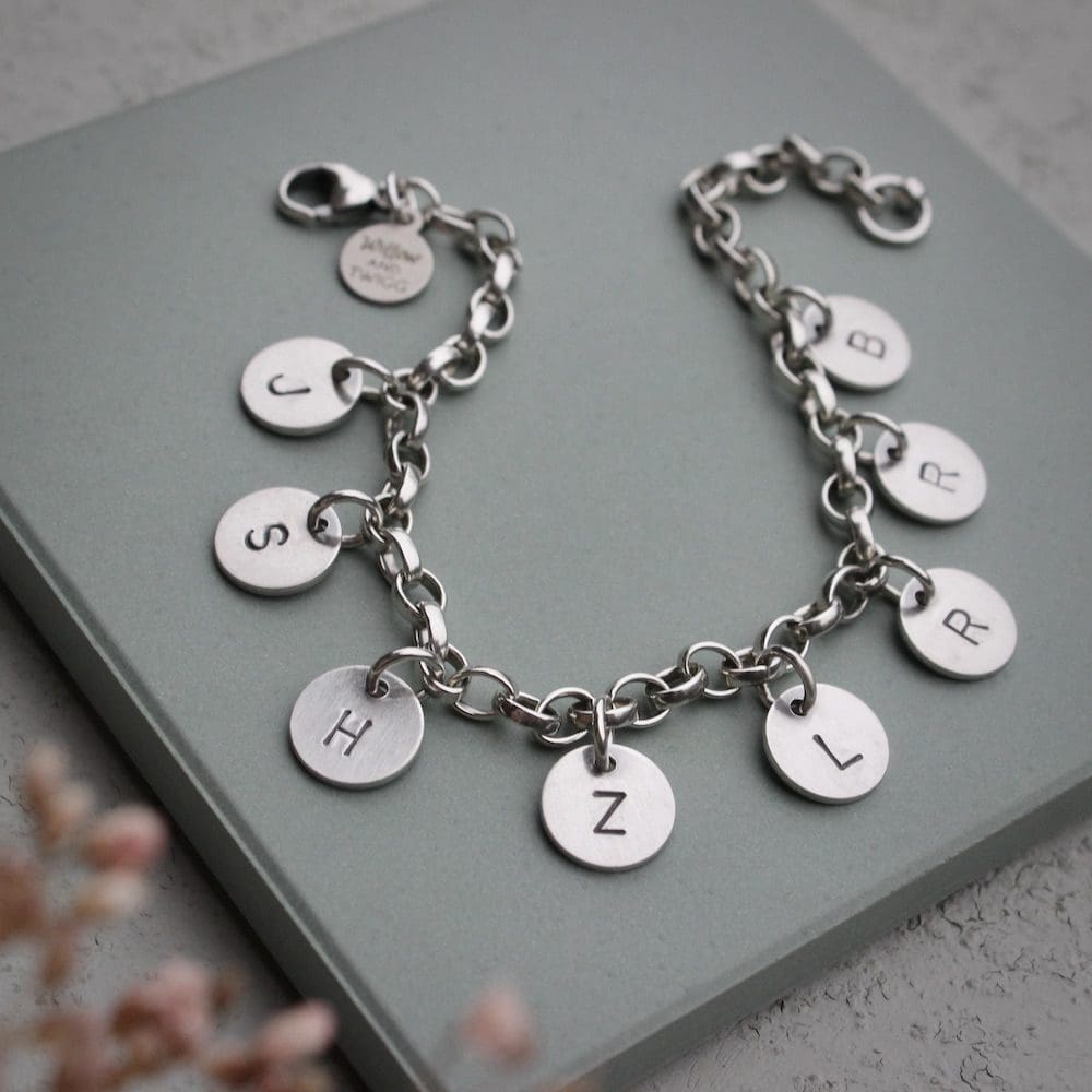 Sterling Silver Personalised Initial Charm Bracelet - Image 4