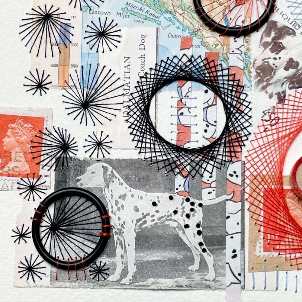Dalmatian Hand Embroidered Mixed Media Collage - Image 2