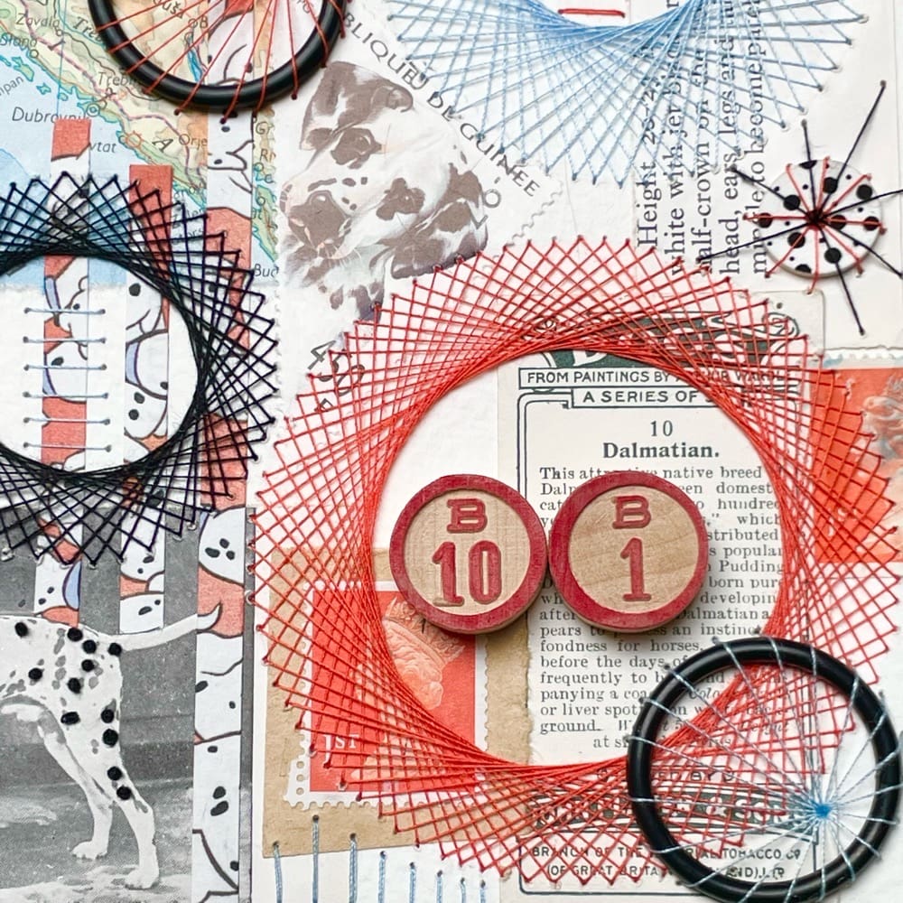 Dalmatian Hand Embroidered Mixed Media Collage - Image 6