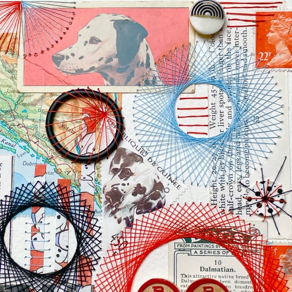 Dalmatian Hand Embroidered Mixed Media Collage - Image 5