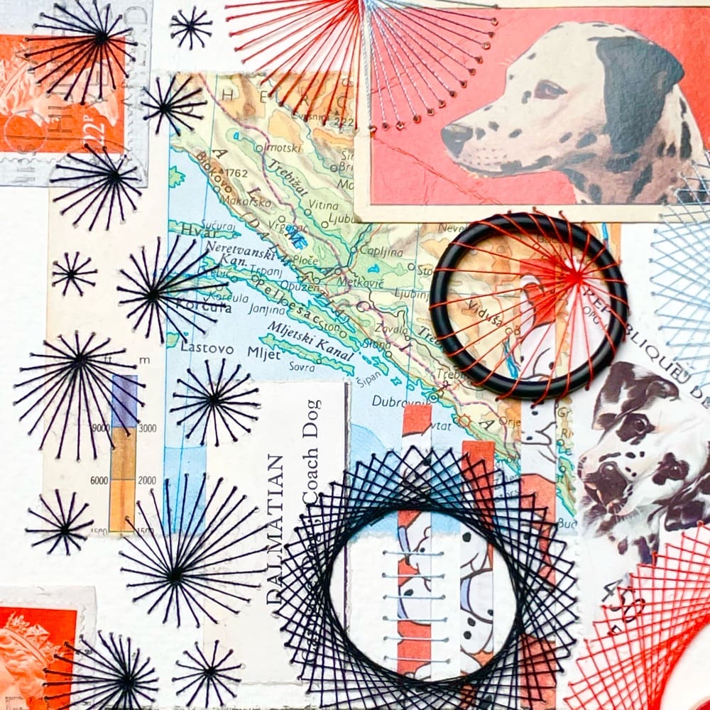Dalmatian Hand Embroidered Mixed Media Collage - Image 3
