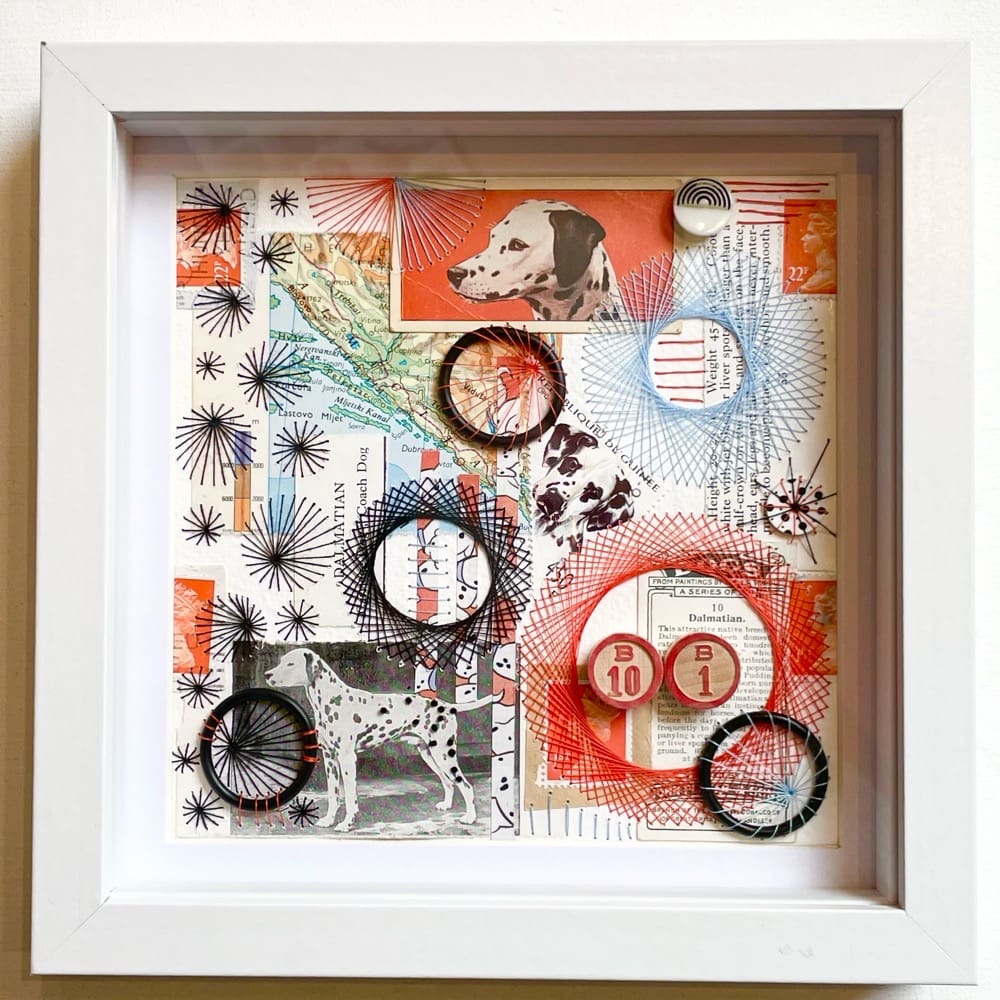Dalmatian Hand Embroidered Mixed Media Collage - Image 7