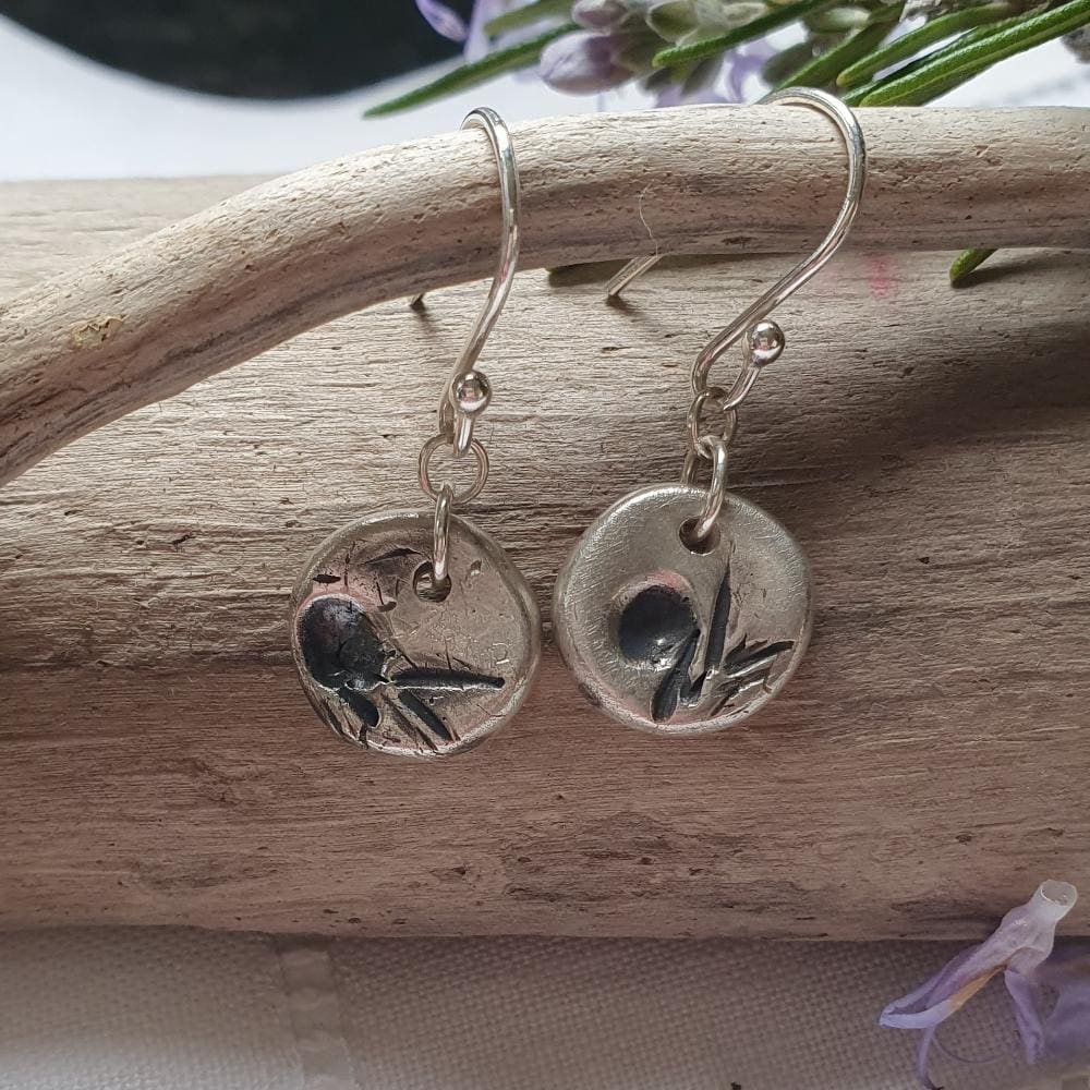 Handmade Fine Silver Dainty Botanical Juniper Drop Earrings - Image 3