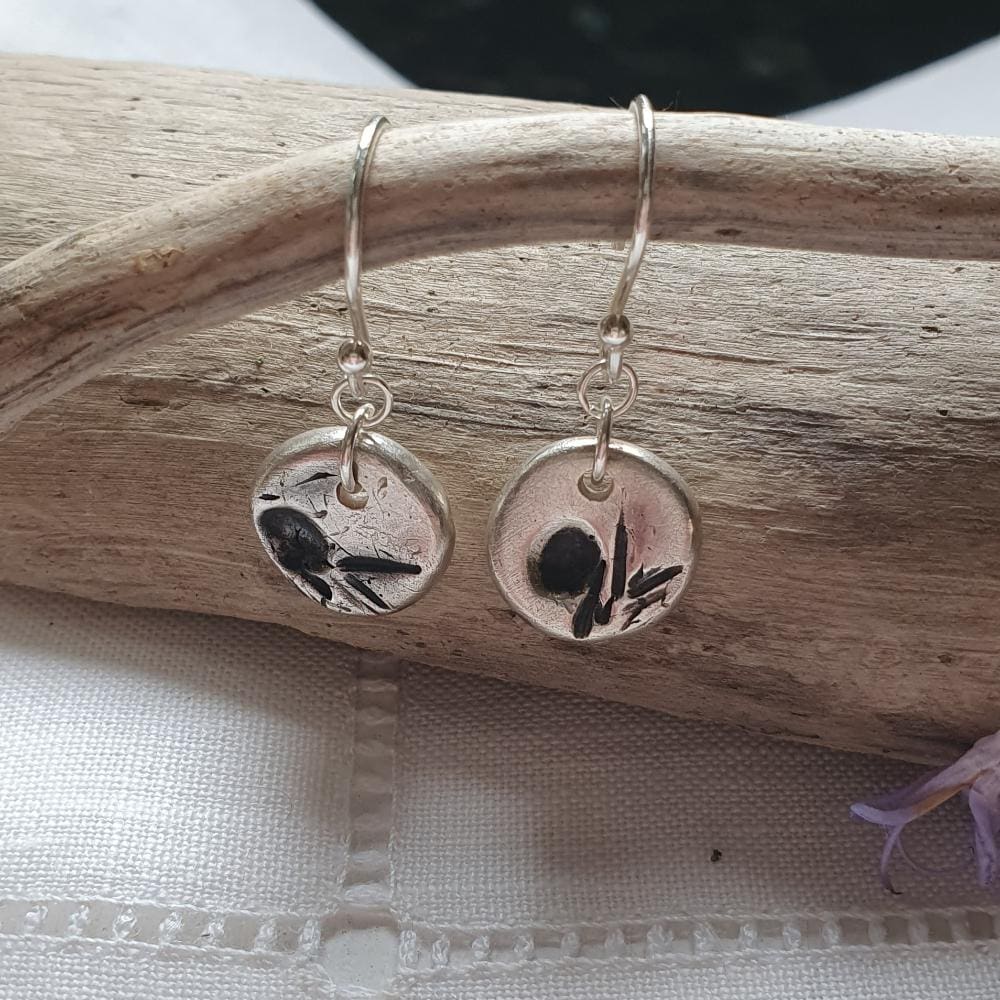 Handmade Fine Silver Dainty Botanical Juniper Drop Earrings - Image 4