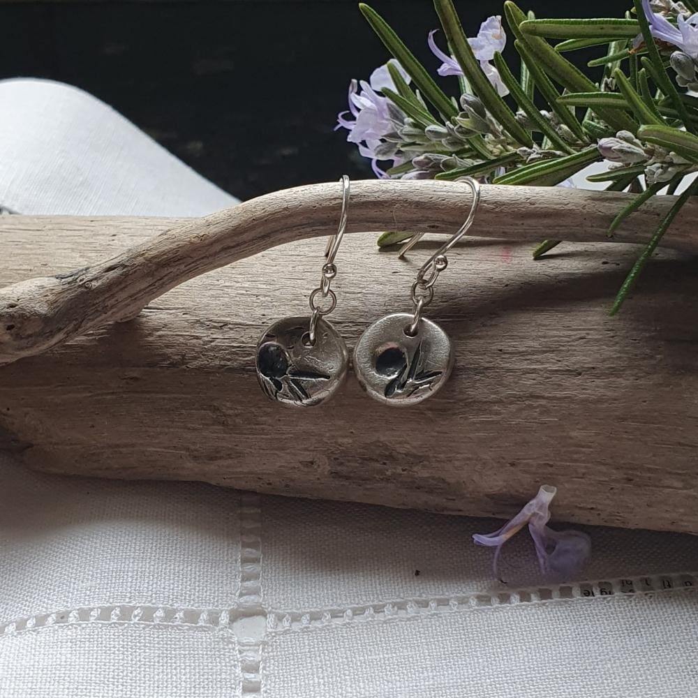 Handmade Fine Silver Dainty Botanical Juniper Drop Earrings - Image 6