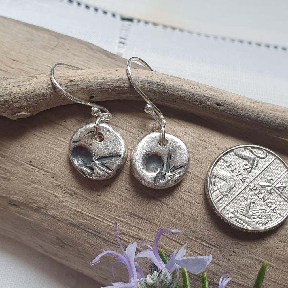 Handmade Fine Silver Dainty Botanical Juniper Drop Earrings - Image 2