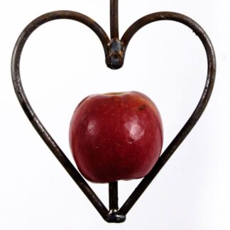Heart apple/ fatball & coconut bird feeder in waxed steel