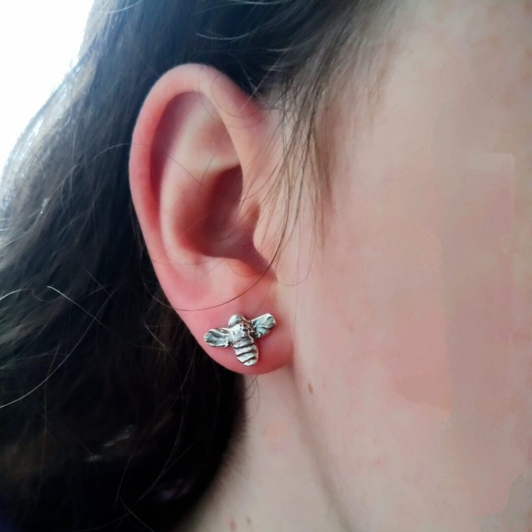 Bee Fine Silver Earrings Sterling Silver - Image 3