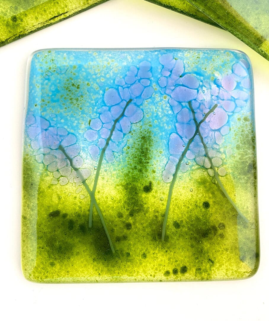 Lavender fused glass coaster