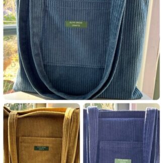 Corduroy pocket tote bag
