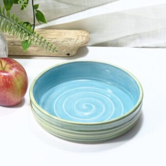 Tapas, Snack, Olives Handmade Stoneware Plate Bowl in Green and Blue