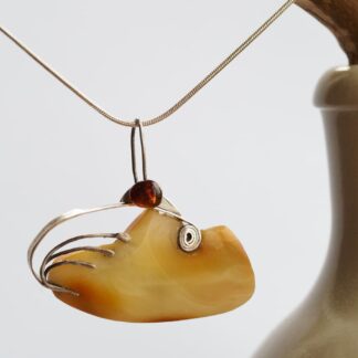 Abstract Fish Amber pendant