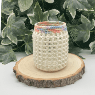 Cream crochet tealight or votive holder
