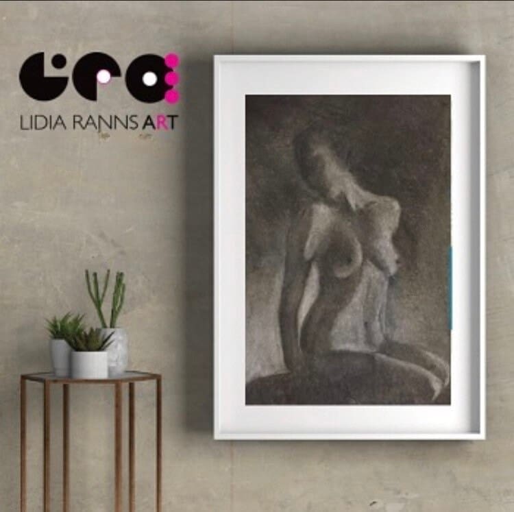 The female form in charcoal. Nude I - Limited Edition Signed Giclée Art Print from an original charcoal life drawing by Lidia Ranns.