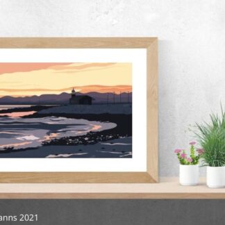 Morecambe Bay Sunset. Stone Jetty Cafe. Lake District Hills. Morecambe, Lancashire Coastline - Signed Open Edition Giclée Art Print