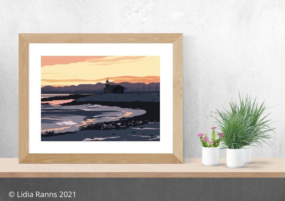 Morecambe Bay Sunset. Stone Jetty Cafe. Lake District Hills. Morecambe, Lancashire Coastline - Signed Open Edition Giclée Art Print