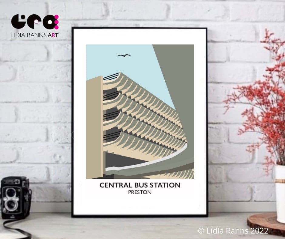 Preston Bus Station, Lancashire. Brutalist Britain. Brutalist Architecture Open Edition Signed Art Print by Lidia Ranns