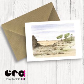 Silverdale Beach Cove Greeting Card. Birthday Card. Morecambe Bay Lancashire Coast. From a watercolour by Lidia Ranns. Premium Quality 7x5”