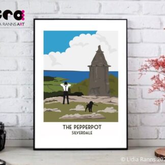The Pepperpot Folly, Silverdale, Lancashire. Near Lancaster, Morecambe Bay - vintage style Signed Open Edition Giclée Art Print