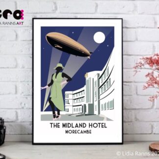 Midland Hotel Art Print. Morecambe Bay. Art Deco Style Morecambe Art Print from an original illustration By Lidia Ranns