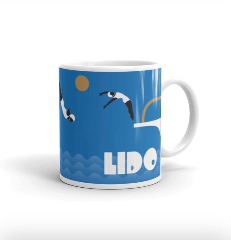 Coffee mug Tea mug Homeware Gift. 1930’s - Art Deco lido vintage style bathing belle illustration on a Coffee/Tea mug. By Lidia Ranns