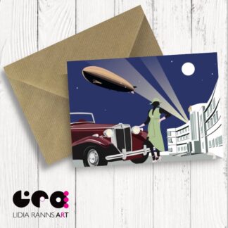 The Midland Hotel Morecambe. Art Deco Style. Morecambe Bay. From Original Illustration By Lidia Ranns. Premium Quality 7x5” Greetings card.