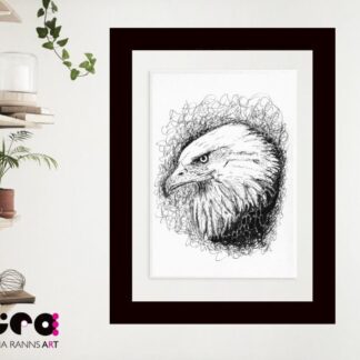 Bald Eagle Art Print. Eagle Gift. Eagle Ink Drawing. Eagle Wall Decor. Bird of Prey Art. Giclée Print from original work by Lidia Ranns