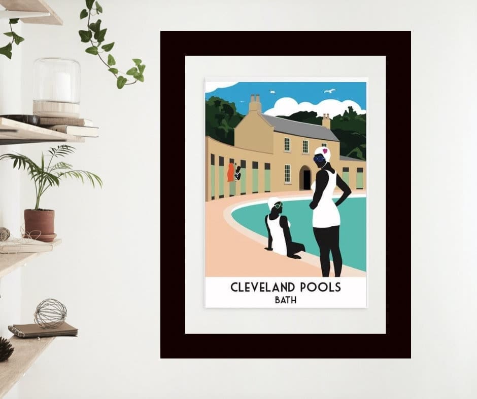 Limited Edition Giclee Print - Cleveland Pools. Bath - UK Lido. Bathing Belles. Art Deco vintage style Limited Edition Art print from original art by Lidia Ranns.
