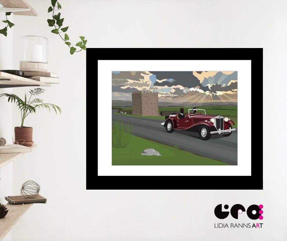 Limited Edition MG-T Series. Jubilee Tower Quernmore, Lancaster Forest Of Bowland. Art Deco style Art print from original art by Lidia Ranns