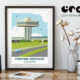 UK Brutalist Architecture Print. Forton Services on the M6 motorway. Lancaster North. Signed Fine Art Giclée Print From original work by Lidia Ranns