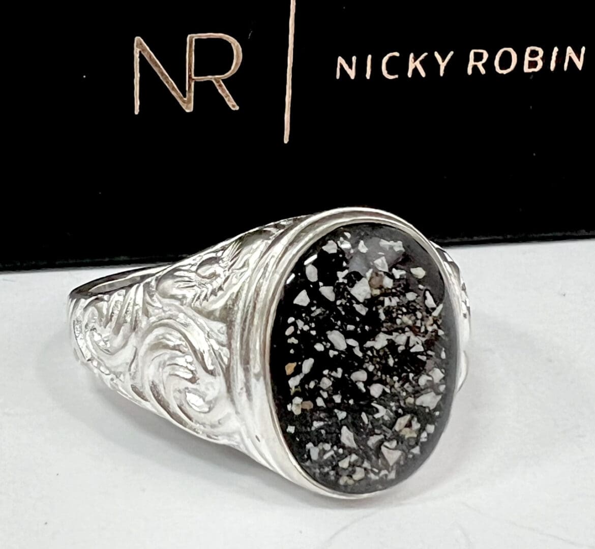 mens embossed ashes ring